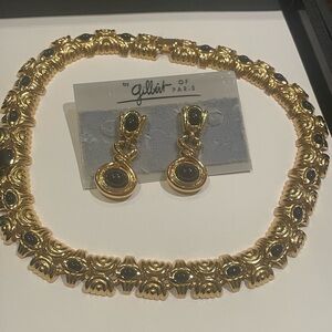 Designer Gold and Black Faux Onyx Jewelry Set